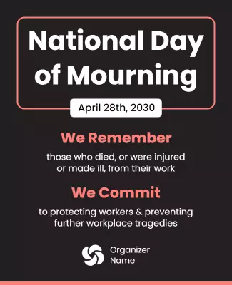 Sombre Black National Day of Mourning Awareness Poster Template