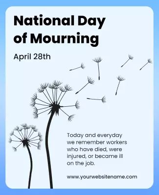 Sombre Blue Dandelion National Day of Mourning Poster Template