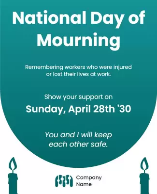 Sombre Green National Day of Mourning Awareness Poster Template