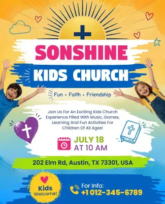 Sonshine Children's Church Event Announcement Flyer Template