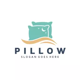 Soothing Aqua Pillow Design Promoting Comfort and Rest Logo Template