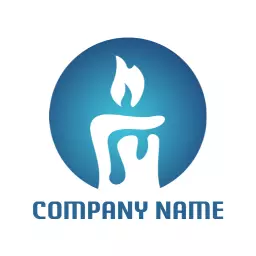 Soothing Blue Flame Symbolizing Cozy Candlelight Logo Template