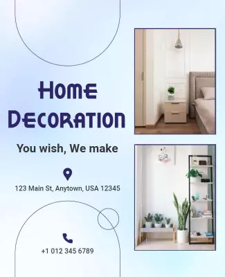 Soothing Blue Home Decoration Service Poster Template