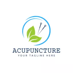 Soothing Green Leaves with Acupuncture Needles Logo Template
