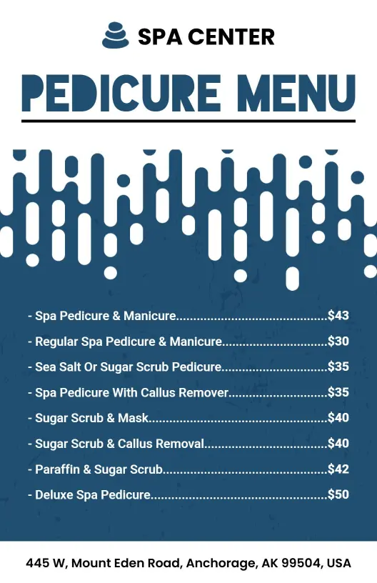 Soothing Paraffin Sugar Scrub with Mask Pedicure Menu Template