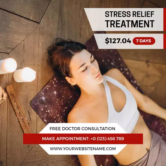 Soothing Stress Relief Treatment with Free Consultation Ad Template