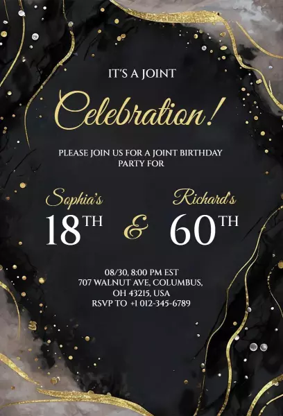 Sophia Richard Joint Golden Birthday Celebration Invitation Template