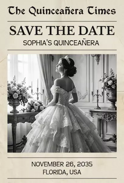 Sophia's Elegant Quinceañera Save The Date Invitation Template