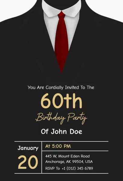 Sophisticated 60th Birthday Celebration VIP Invitation Template
