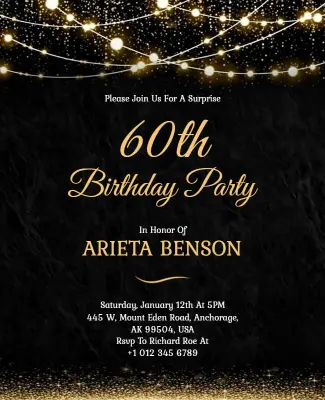 Sophisticated 60th Birthday Party Announcement Flyer Template