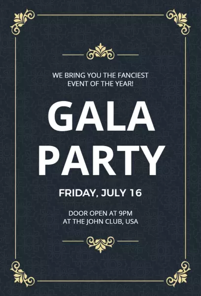 Sophisticated Black Tie Gala Party Celebration Invitation Template