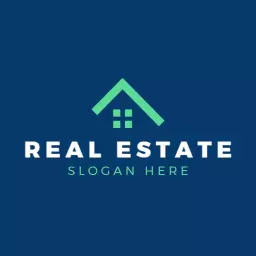 Sophisticated Blue and Green Real Estate Home Design Logo Template