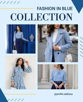 Sophisticated Blue Apparel Collection Poster Template