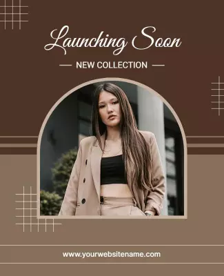 Sophisticated Brown Fashion Collection Launching Soon Poster Template