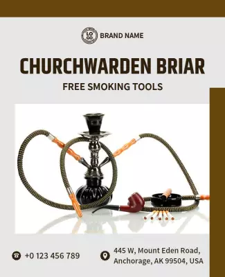 Sophisticated Brown Hookah Smoking Tools Poster Template