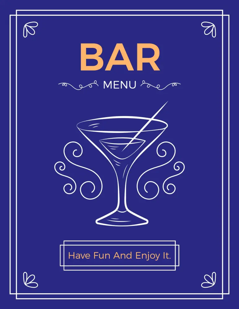 Sophisticated Cocktail Creations and Classic Favorites Bar Menu Template