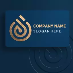 Sophisticated Dark Blue and Gold Business Mockup Logo Template