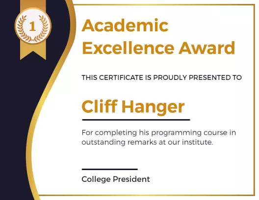 Sophisticated Gold Academic Excellence Award Certificate Template