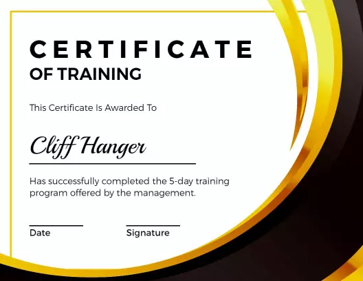 Sophisticated Gold and Black Training Achievement Certificate Template