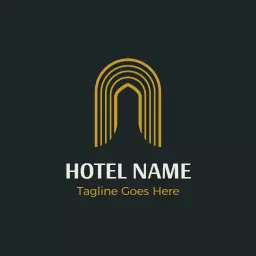 Sophisticated Gold Arch Design Highlighting Luxury Hotel Logo Template
