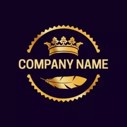 Sophisticated Golden Crown and Feather Design Logo Template
