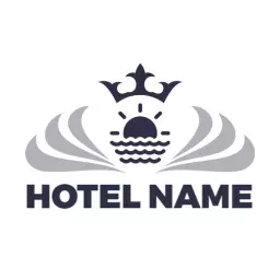 Sophisticated Gray Crown Image with Scenic Ocean Sunset Logo Template