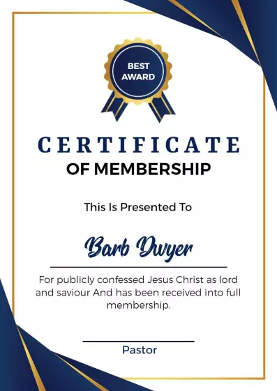 Sophisticated Navy Blue Membership Recognition Certificate Template