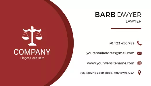 Sophisticated Red Legal Services Lawyer Business Card Template