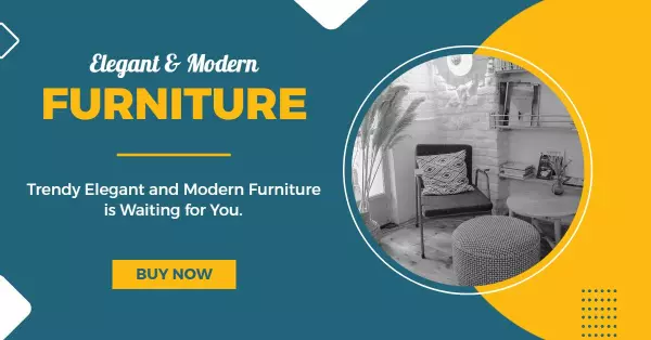 Sophisticated Yellow and Blue Modern Furniture Facebook Ad Template