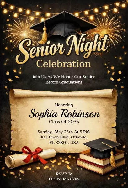 Sophomore Senior Night Celebration Graduation Invitation Template