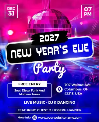 Soul Disco 2027 New Year Bash Flyer Template
