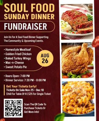 Soul Food Sunday Dinner Fundraiser Flyer Template