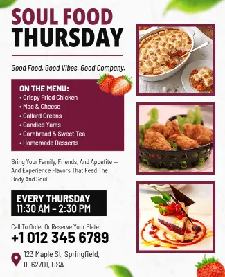 Soul Food Thursday Dining Event Flyer Template