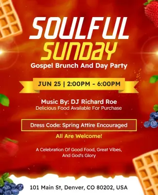 Soulful Sunday Gospel Brunch Party Flyer Template