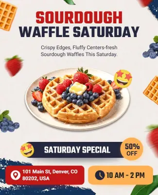 Sourdough Waffle Saturday Breakfast Special Flyer Template