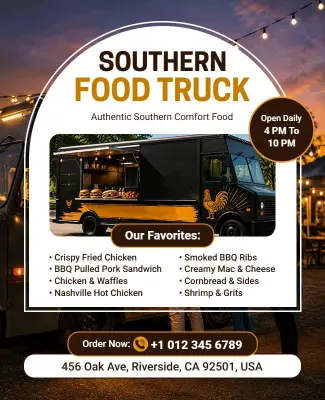 Southern Food Truck Promotion Flyer Template