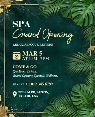 Spa Grand Opening Event Poster Template