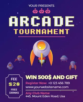 Space Themed Arcade Tournament Flyer Template