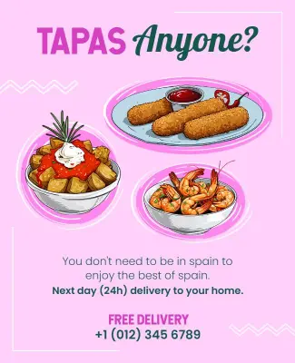 Spanish Tapas Home Delivery Flyer Template