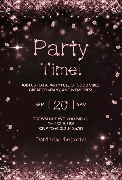Sparkling Glamorous Celebration Party Invitation Template