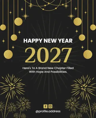 Sparkling Happy New Year 2027 Greetings Flyer Template