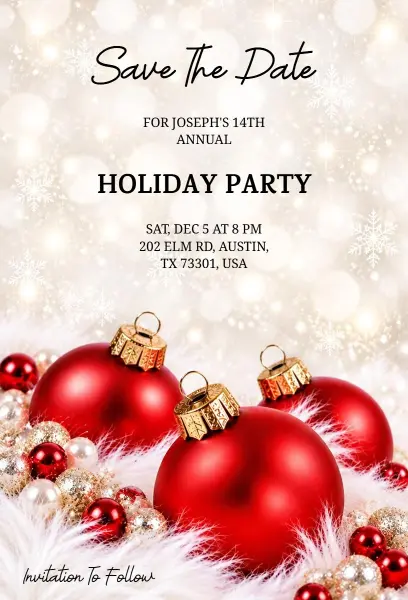 Sparkling Holiday Celebration Save the Date Invitation Template