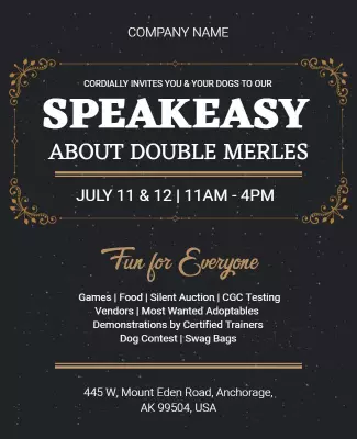 Speakeasy Dog Event Flyer with Fun Activities Template