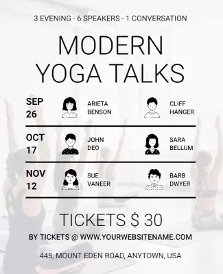 Calming Minimalist Modern Yoga Talks Event Flyer Template