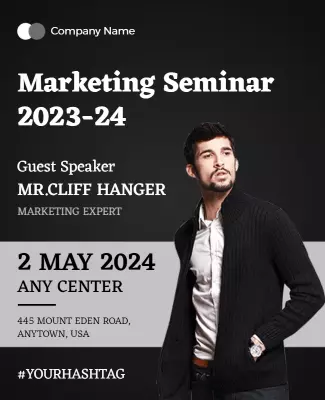 Professional Black Marketing Seminar Announcement Flyer Template