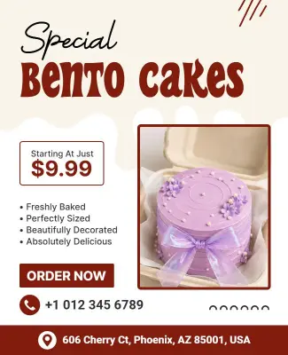 Special Bento Cakes Promotional Poster Template