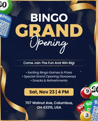 Special Bingo Grand Opening Celebration Flyer Template