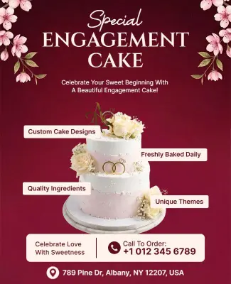 Special Engagement Cake Order Promotion Poster Template