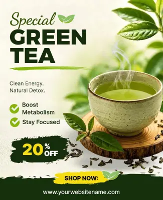 Special Green Tea Advertising Flyer Template