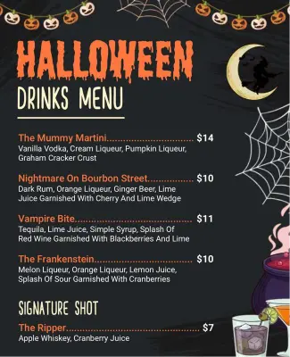 Special Halloween Drinks Menu Poster Template